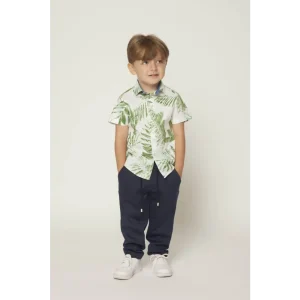Y-Clù camicia bambino fantasia foglie estiva maniche corte